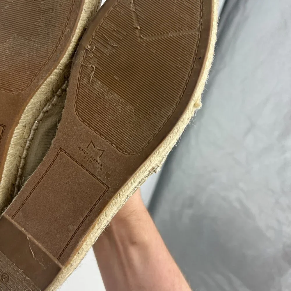 MARC FISHER Womens Gold Slip On Espadrille Shoes 9.5 M